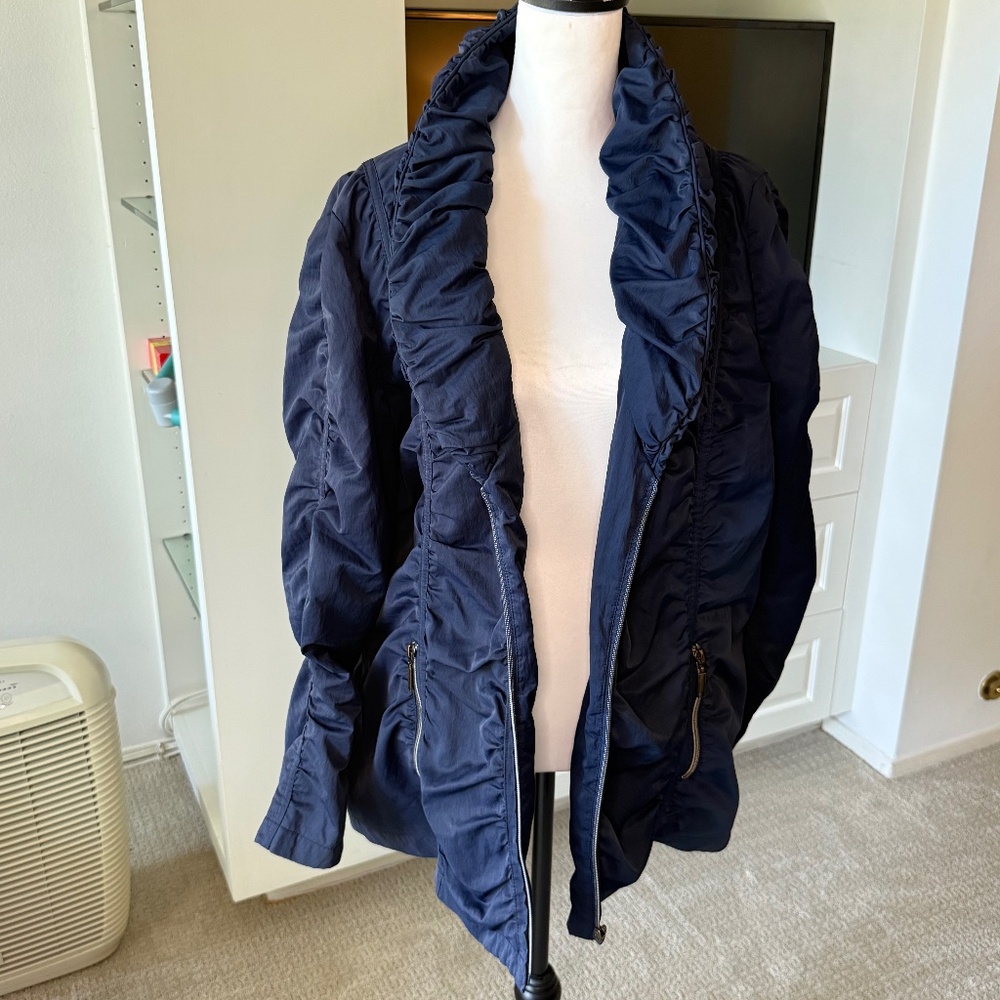 Laura Torelli Italy - Ruched Tech Jacket Navy (US Size 12–14)
